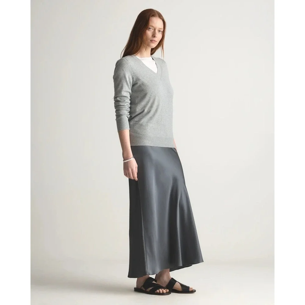 Quince Lightweight Cotton Cashmere V Neck Sweater Heather Grey Size M Capsule - Picture 3 of 6